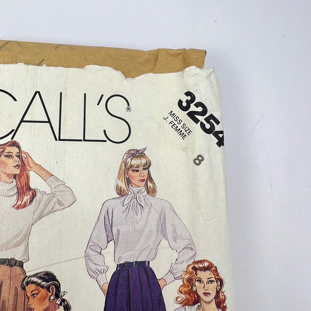 McCalls 80s Skirt Pattern 3254 Vintage Sz 8 (24" waist)‎ Pleated Flare A-Line - Picture 2 of 11